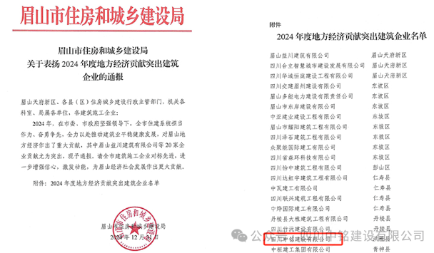 祝賀！四川中銘建設(shè)被評(píng)為地方經(jīng)濟(jì)貢獻(xiàn)突出建筑企業(yè)